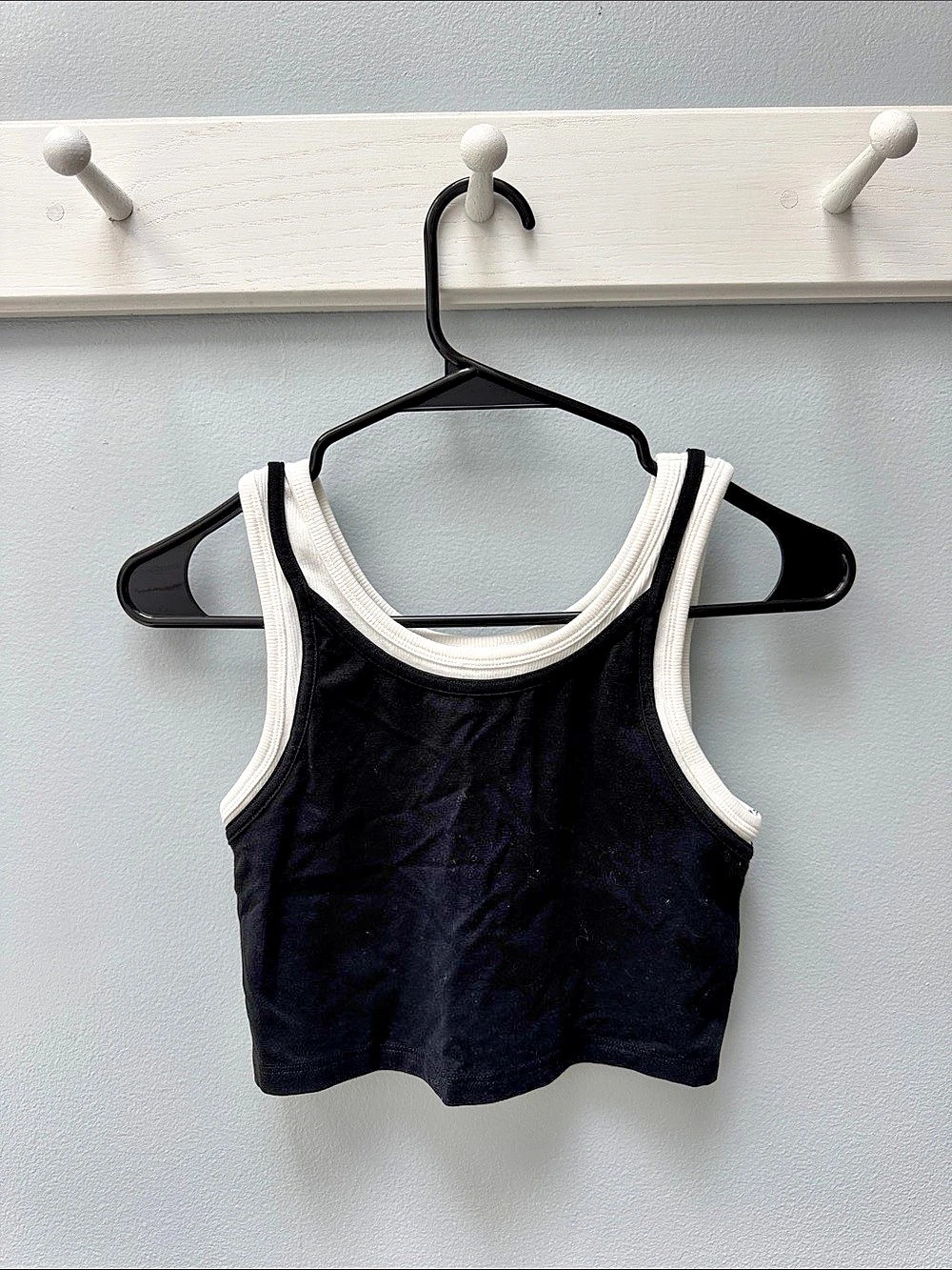 Zara Contrast Double-Layer Top Girls Black & White Tank Top Size 13-14 Years. Fi
